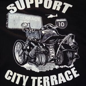 Black Graphic Tee with Motorcycle Design